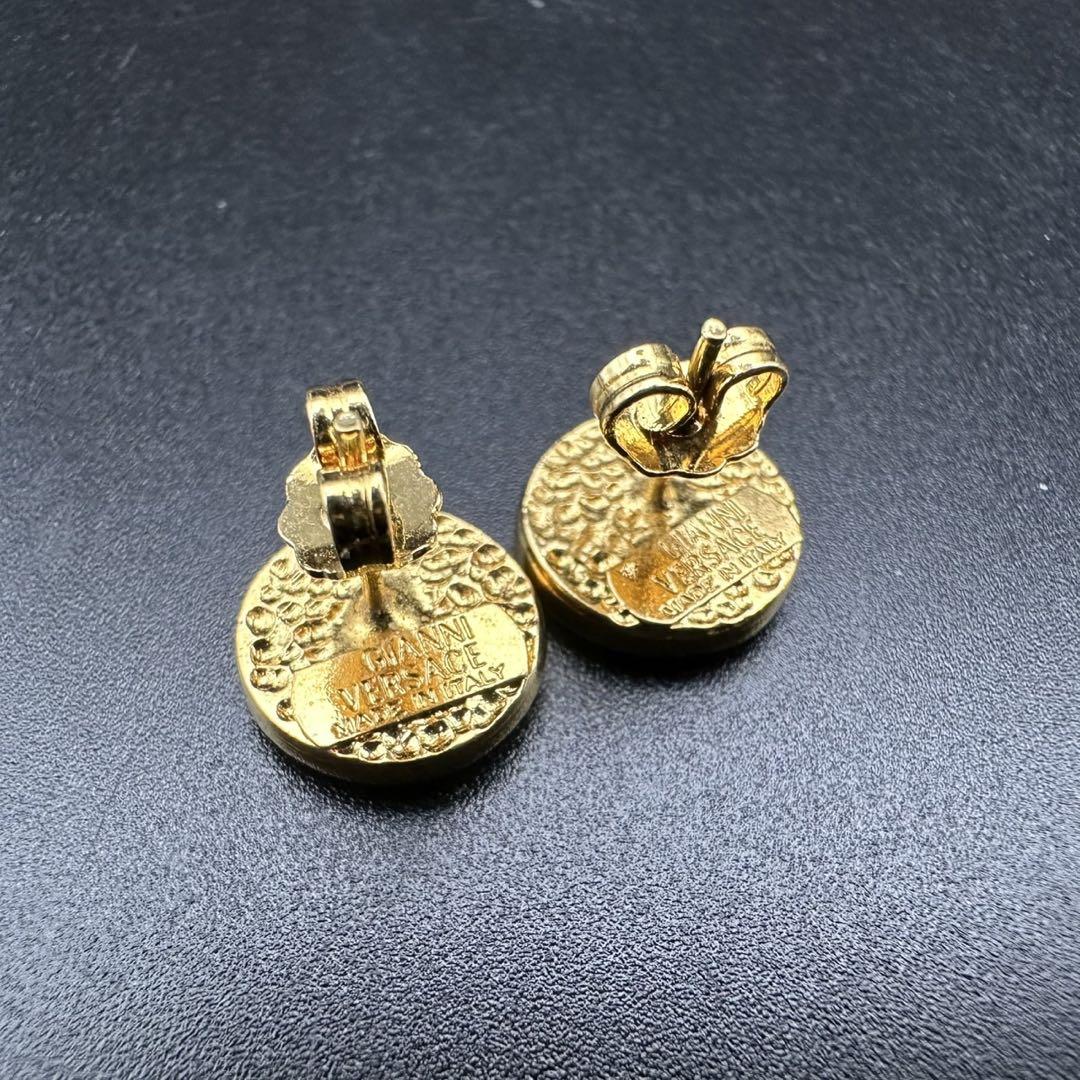 未使用級✨ VERSACE ピアス メデューサ ラインストーン ロゴ 615