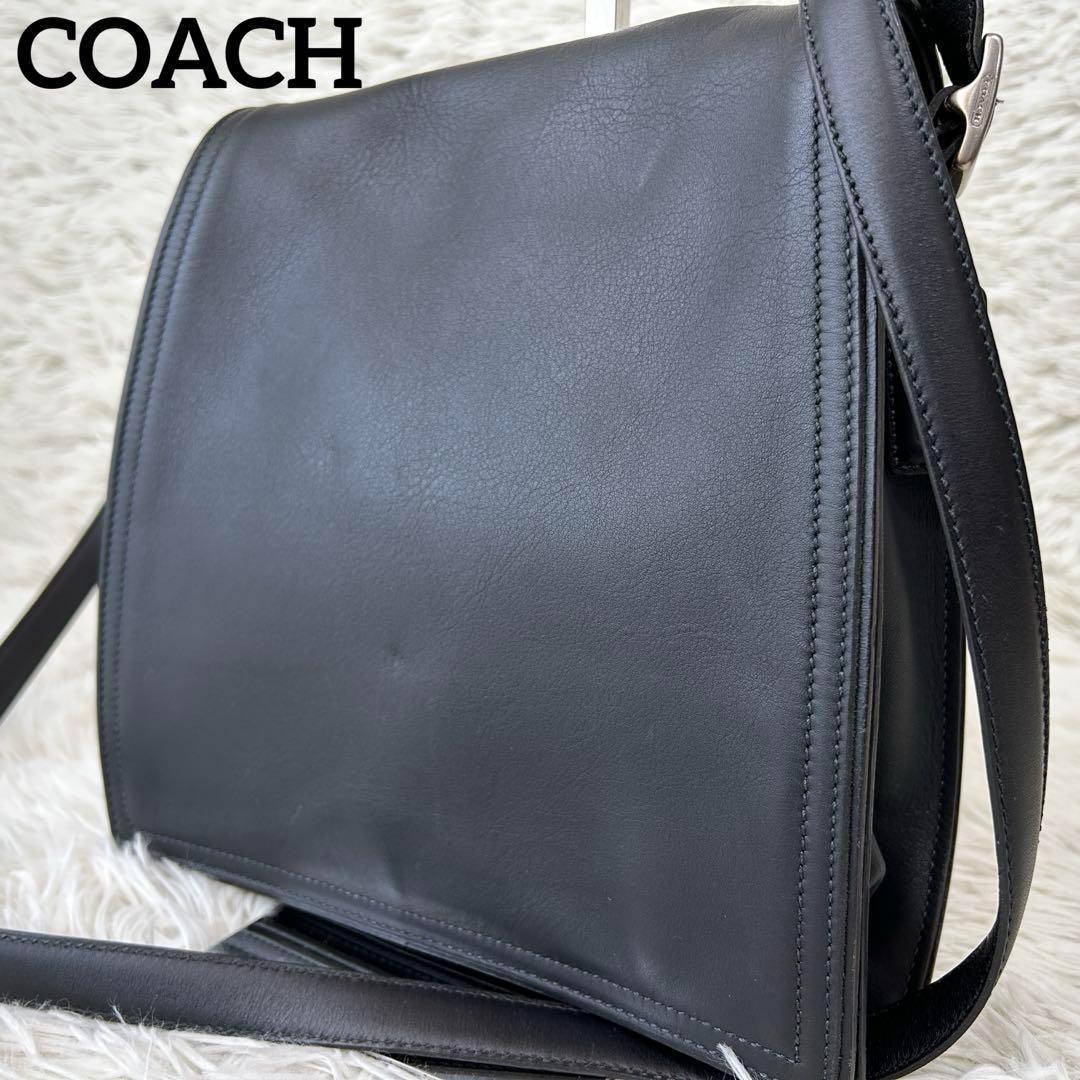 ◎vintage◎ COACH オールレザー メッセンジャーバッグ ブラック