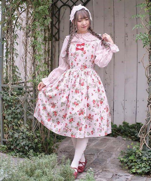 axes femme kawaii クラシックベリージャンスカ いちご ピンク