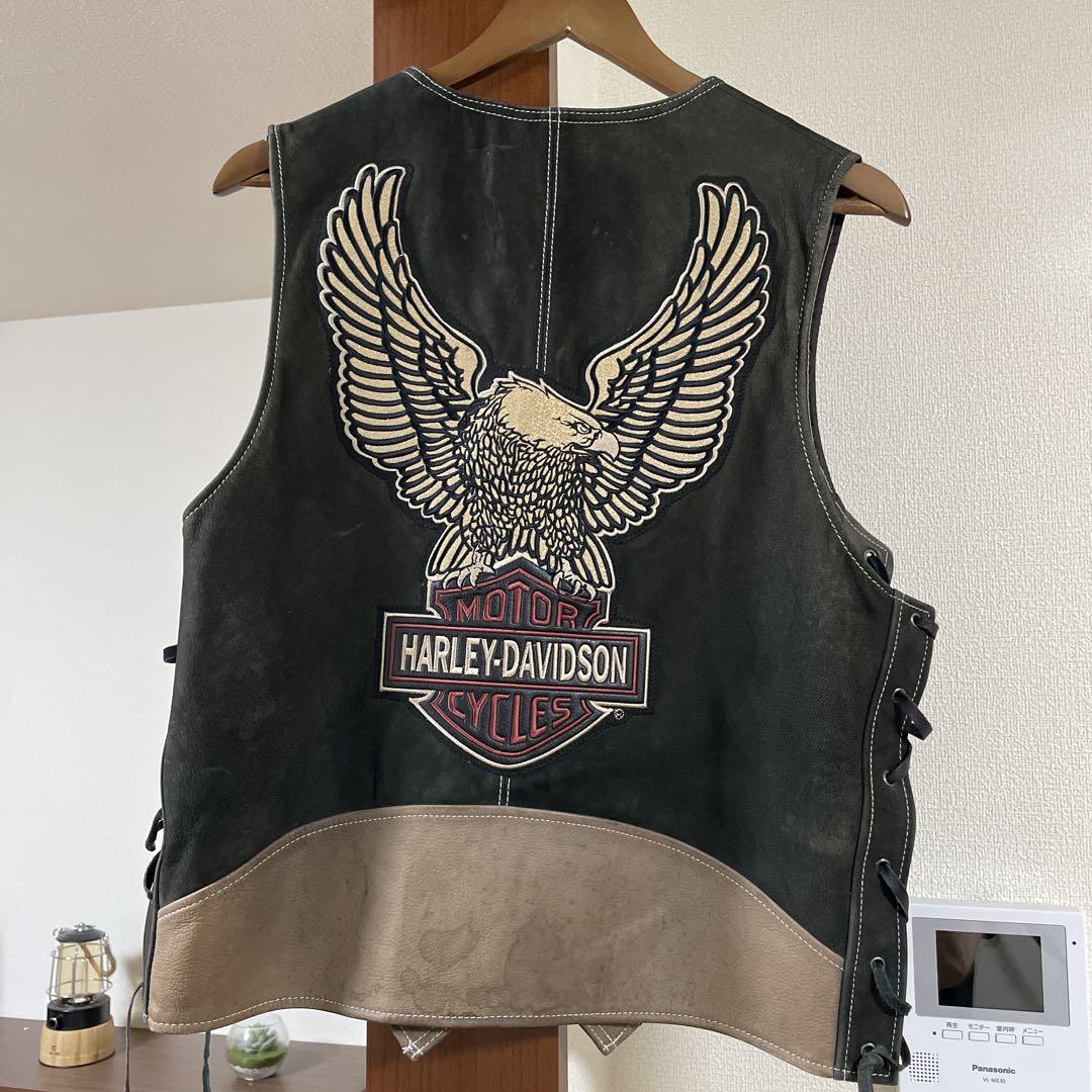新着【Harley Davidson】超クール☆カウハイド レザー ベスト Harley-Davidson】レザーベスト （新着【Harley Davidson】超