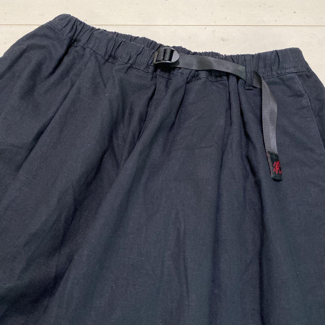 美品　グラミチ　ニコアンド別注　タックフレアパンツ　リネンコットン　Ｍ　黒