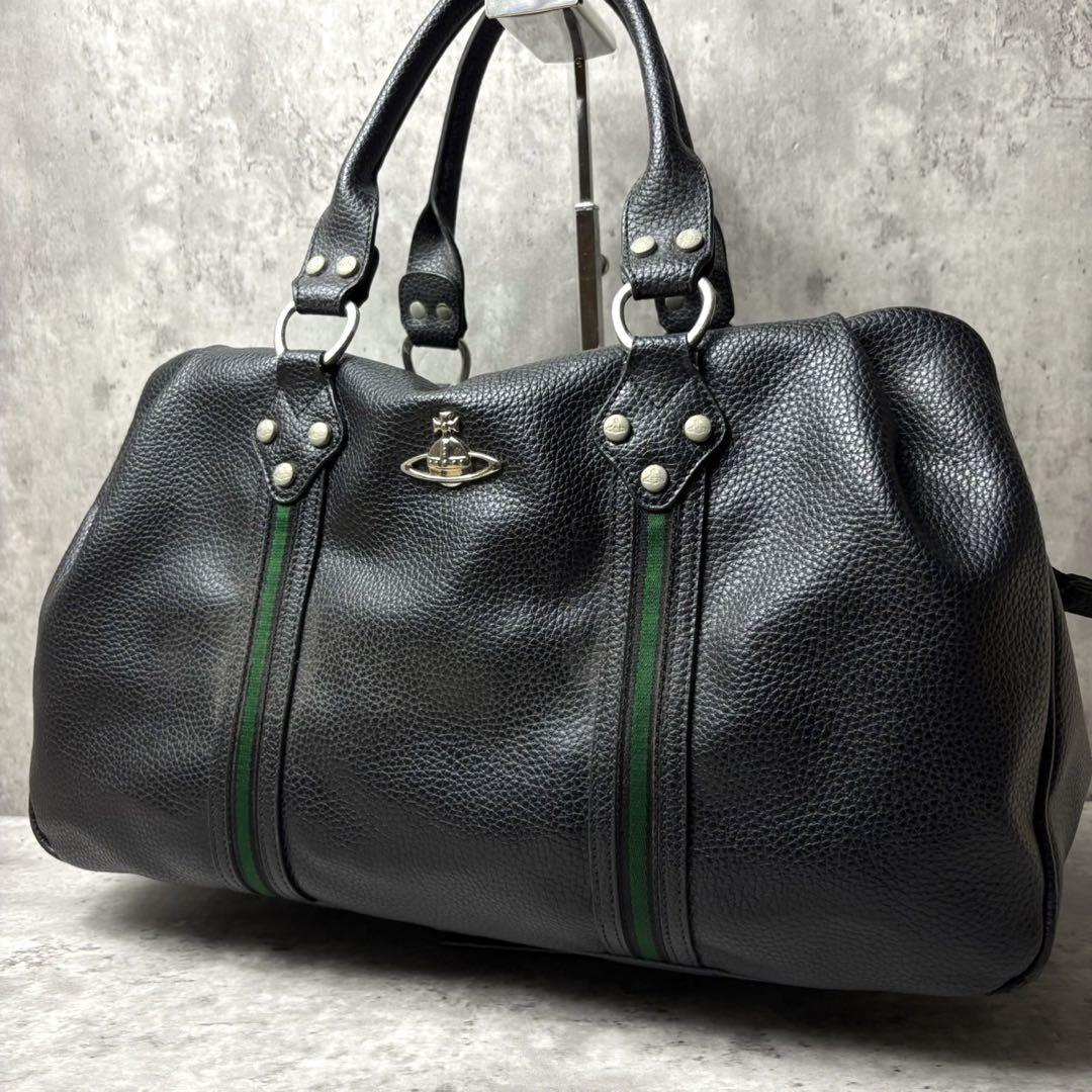 ★vivienne westwood★オーブロゴ レザー キルト ハンドバッグ 美品✨Vivienne Westwood ボストンバッグ オーブロゴ レザー