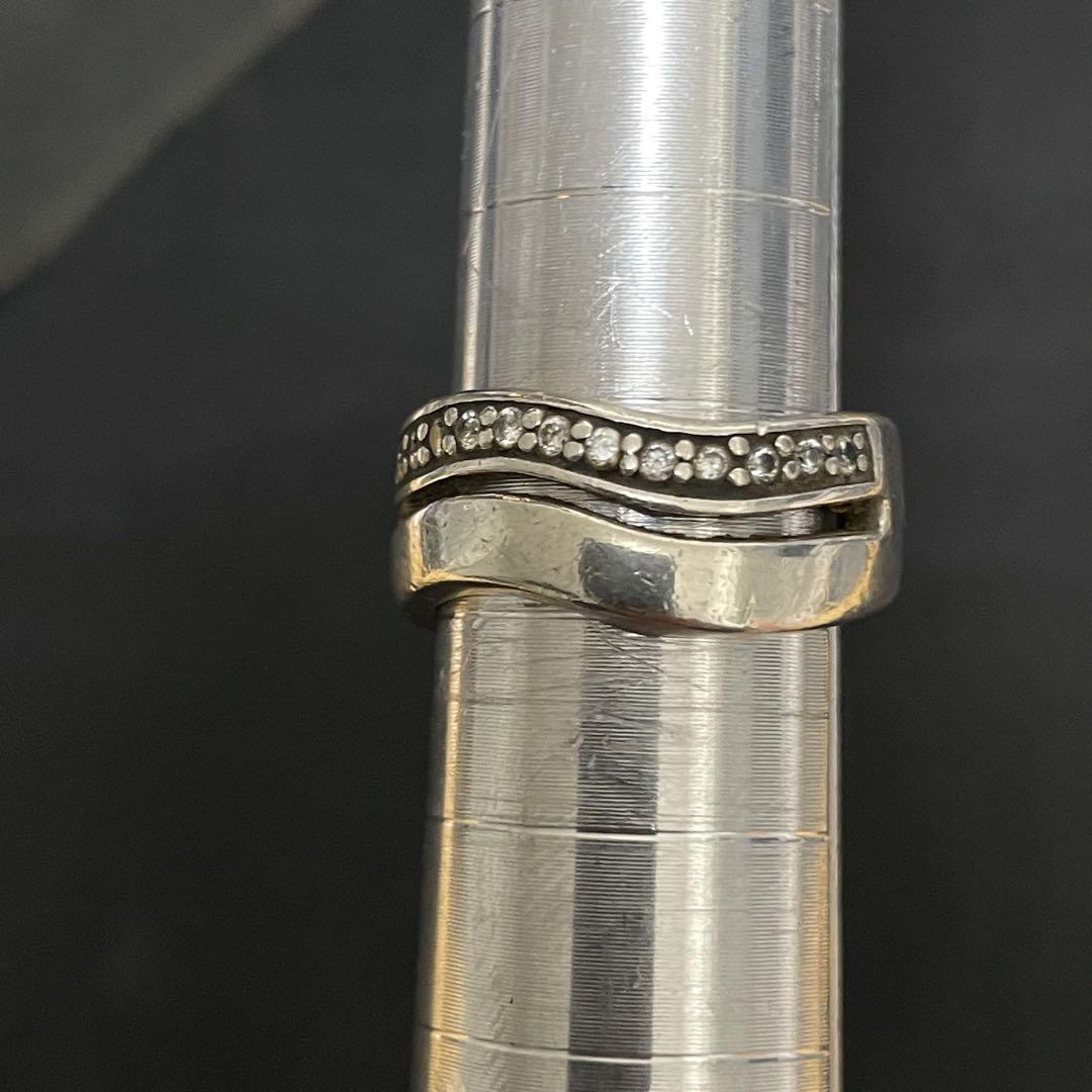 正規店仕入れの VENDOME 13号 925刻印 クリスタルウェイブ シルバーリング アクセサリー