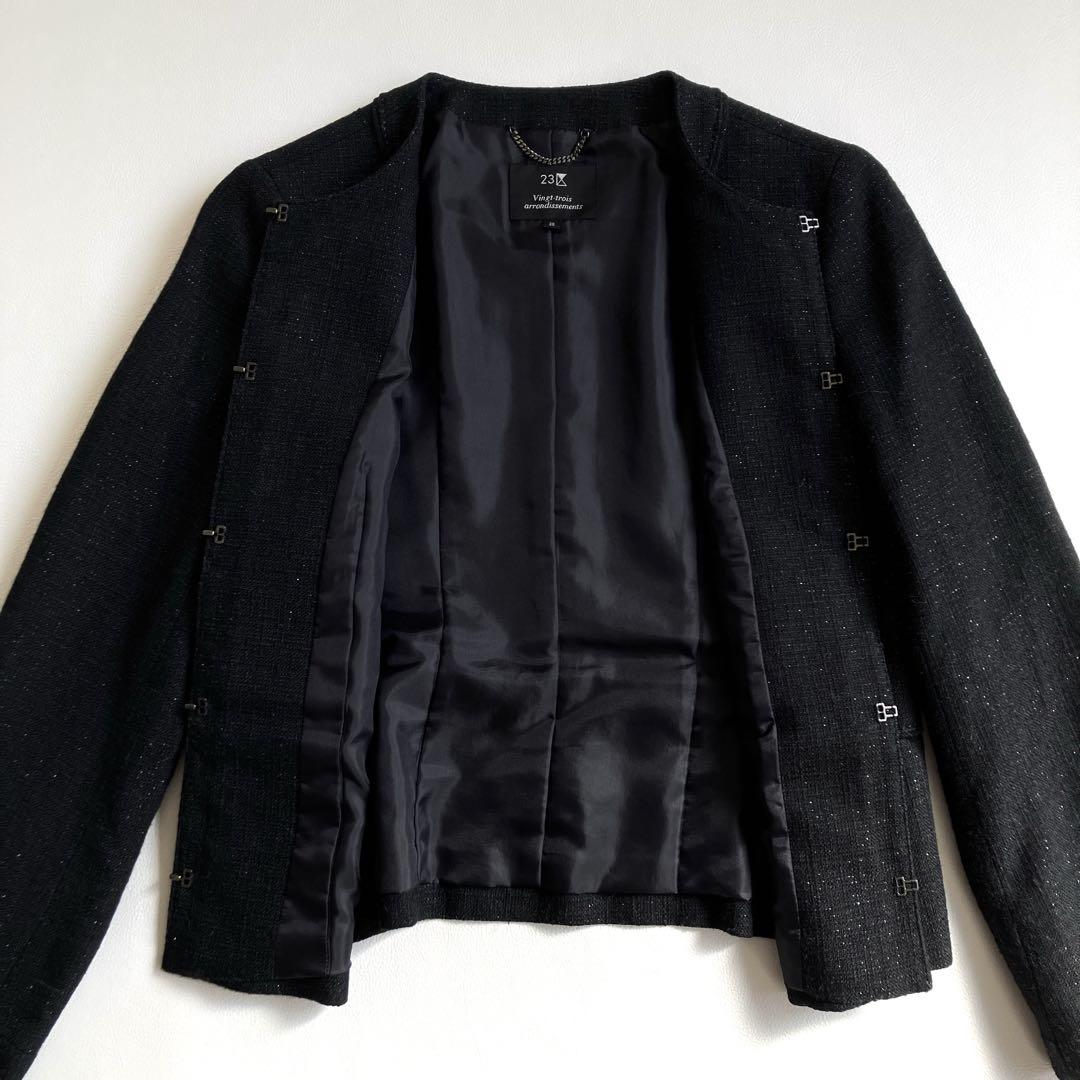 【絶品】 ブラック ツイードジャケット 23区 ラメ セレモニースーツ 卒業式 ジャケット・アウター