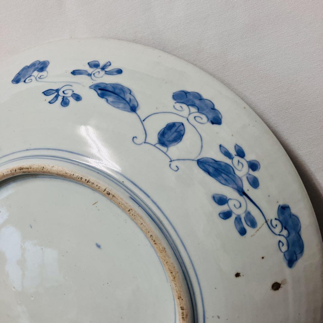 明治期】伊万里焼 飾皿 40cm 古伊万里写し 裏絵有 大皿 骨董 和