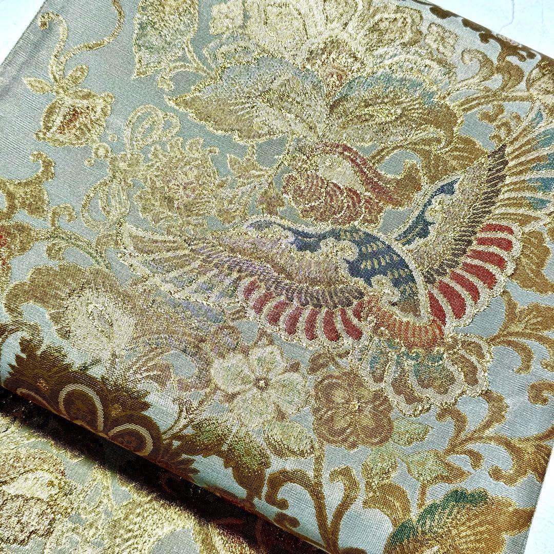 グランドホールセール 袋帯 佐賀錦 鳳凰 金糸 華柄 花文 白地 フォーマル NO-1083 着物・浴衣