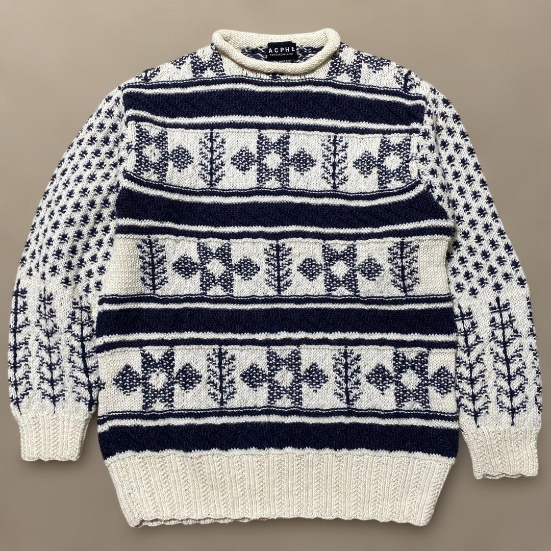 トモローランド マカフィー ハンドメイド 手編みノルディック セーターM MACPHEE