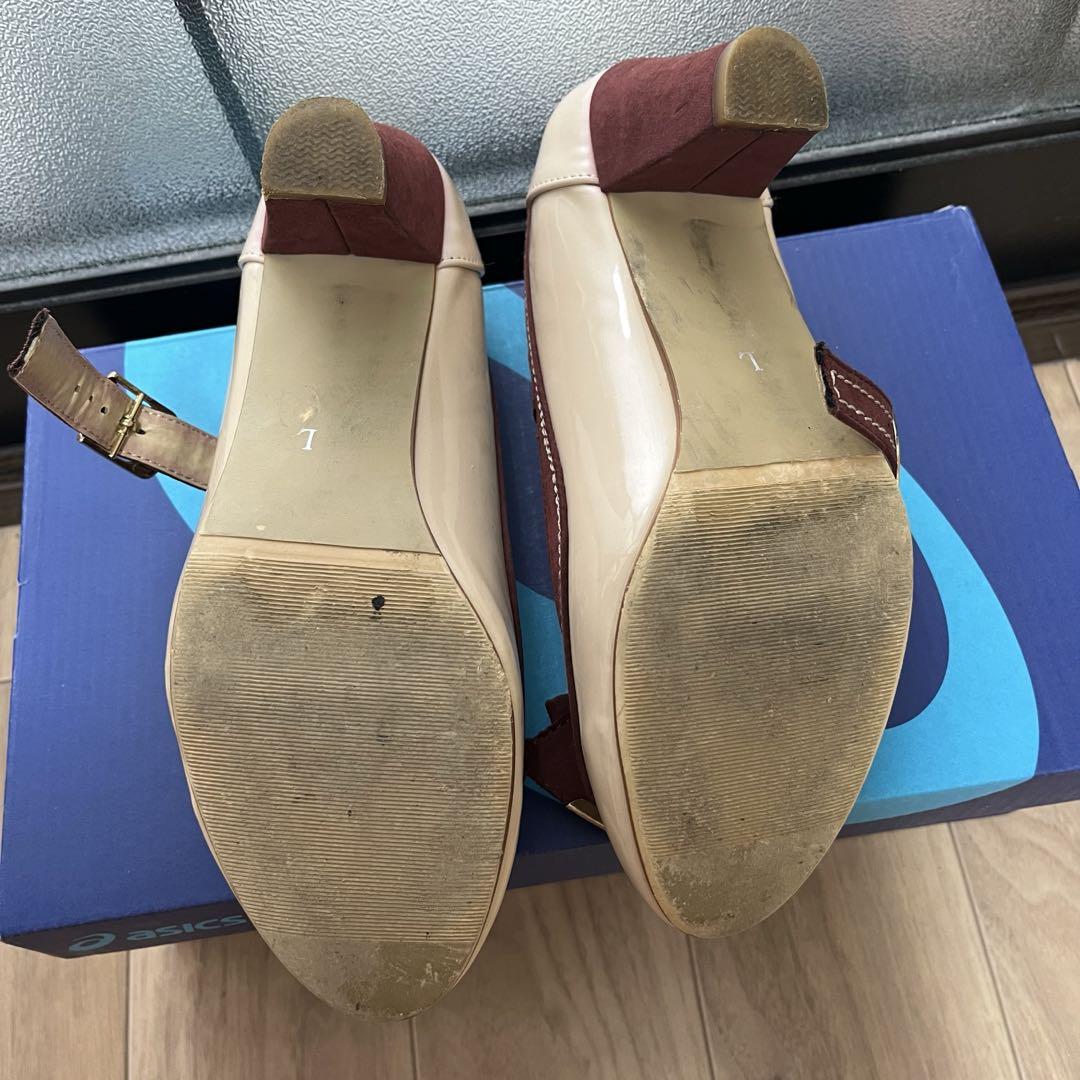axes バーガンディ リボン付きパンプス アクシーズ Lサイズ