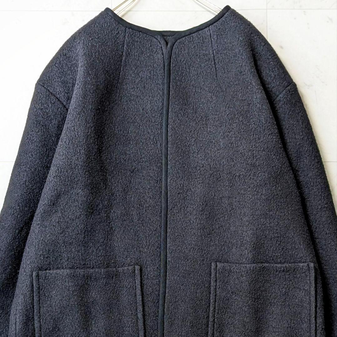 美品✨定価6.9万 大きいサイズ3 プレインピープル ノーカラーパイピングコート