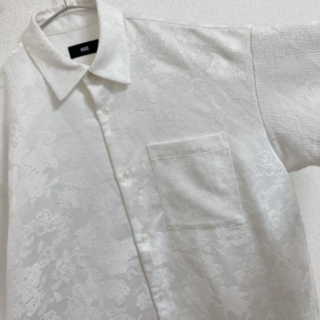 HARE ビッグシルエットシャツ 総柄 ホワイト