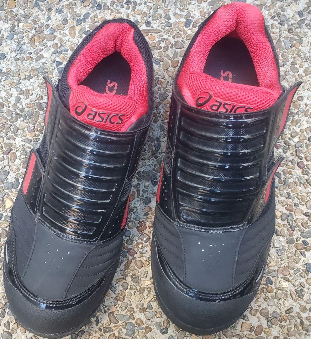 asics 安全靴 黒/赤 スリッポン