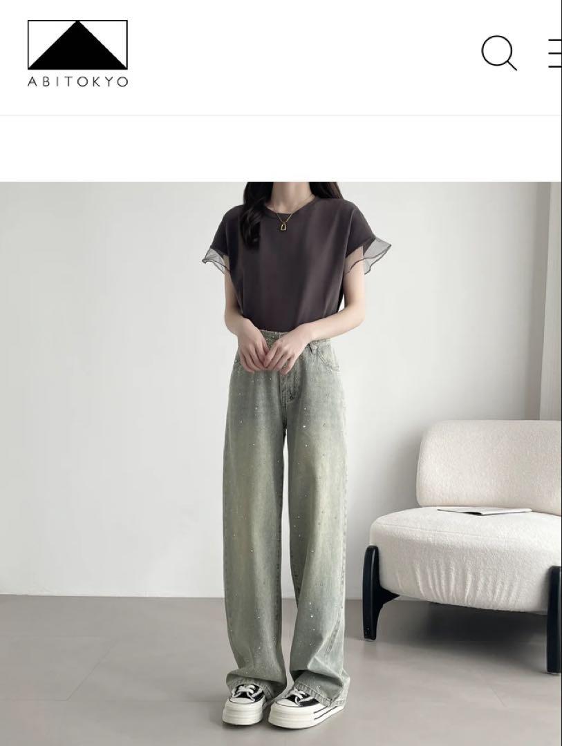 ABITOKYO 新品　【神キラ】キラキラデニム ラインストーンワイドパンツ