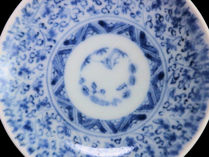 古伊万里　染付　微塵唐草　萩唐草の図　豆皿　C475AS-CXt