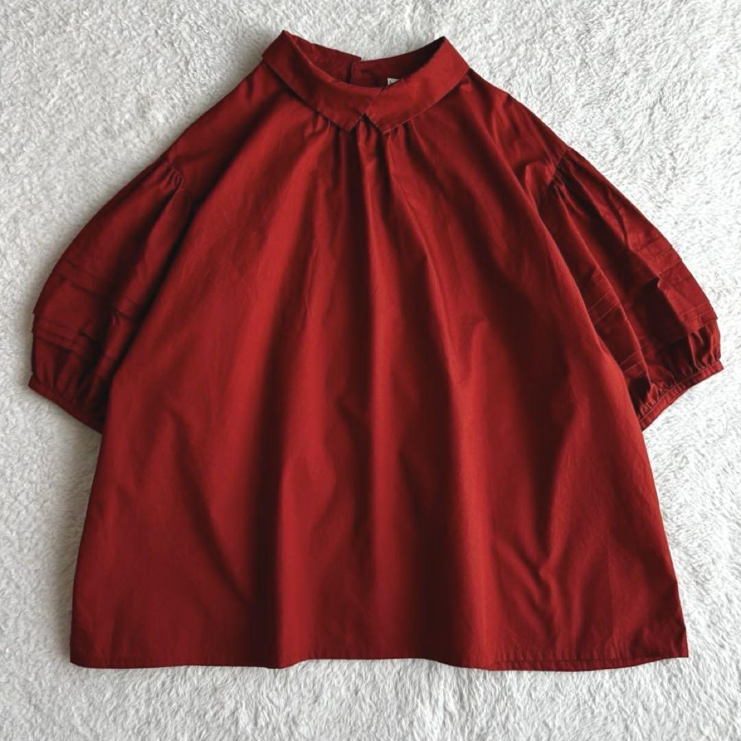 23SS／極美品　ルフ LUEUF　タックスリーブブラウス　半袖　バックボタン
