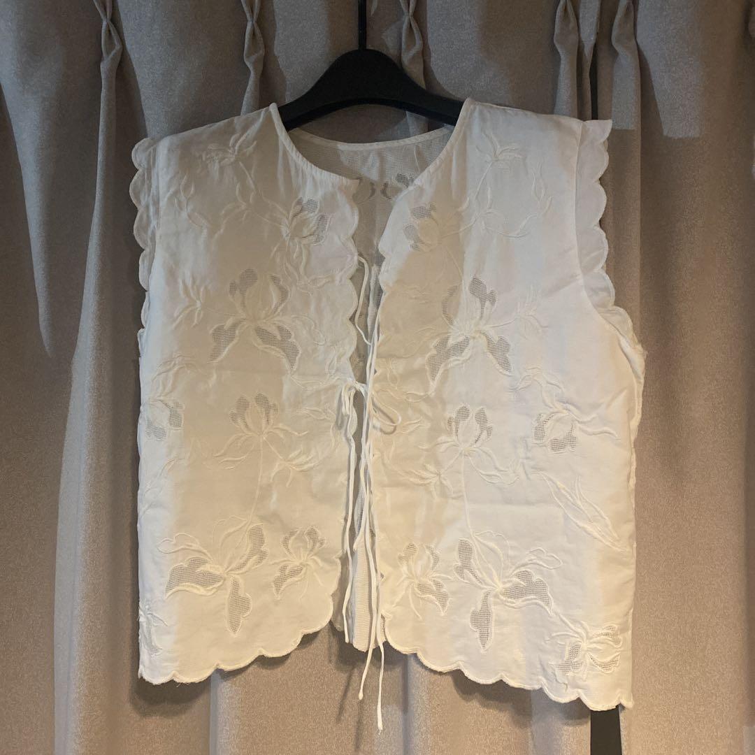 LEPSIM 刺繍ベスト(WHITE) LEPSIM レプシム 刺繍ベスト レースリボンベスト ホワイト 白