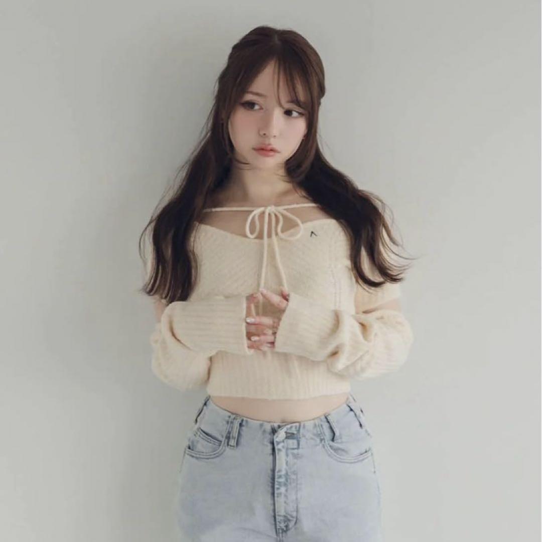 ANDMARY Nicole ribbon tops アイボリー