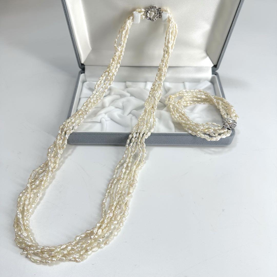 未使用級★ケシパール　7連ネックレス ブレスレット　セット　シルバー金具
