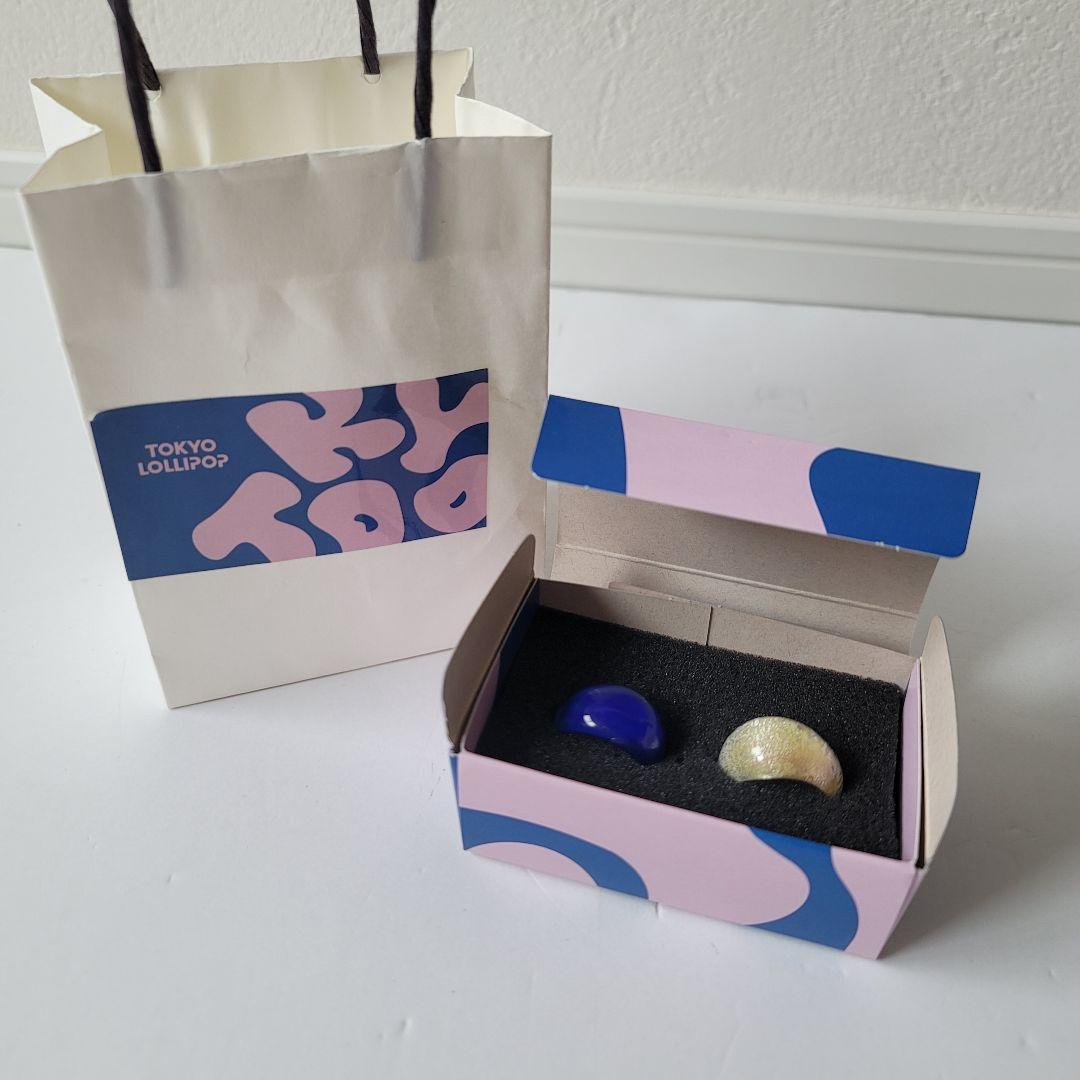 TOKYO LOLIPOP ガラスリング ハンドメイド 一点物 ブルー ホワイト