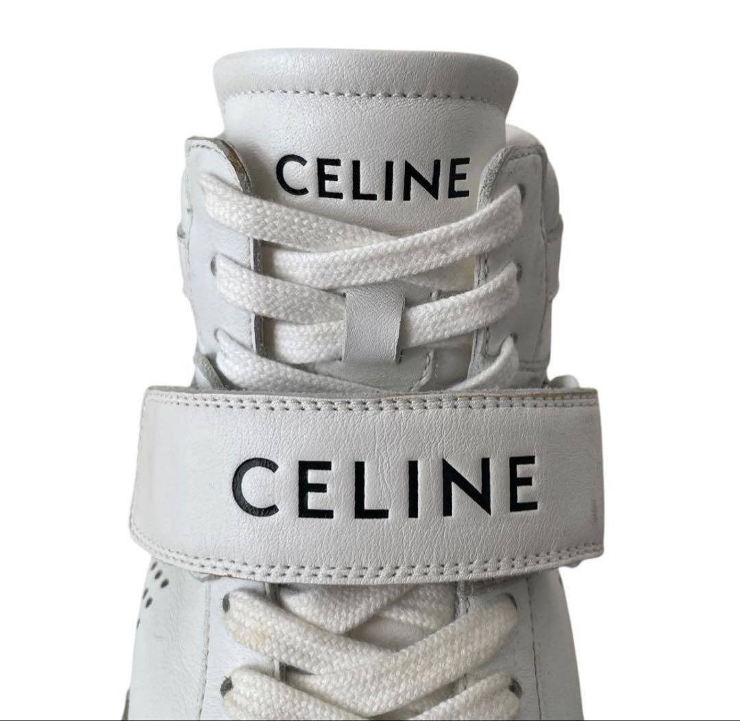 CELINE ホワイト ハイカットスニーカー