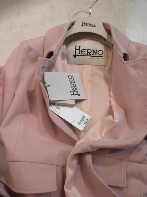 ヘルノ『HERNO』上品スモークピンク！可愛いクチュール感”コットンコート！44