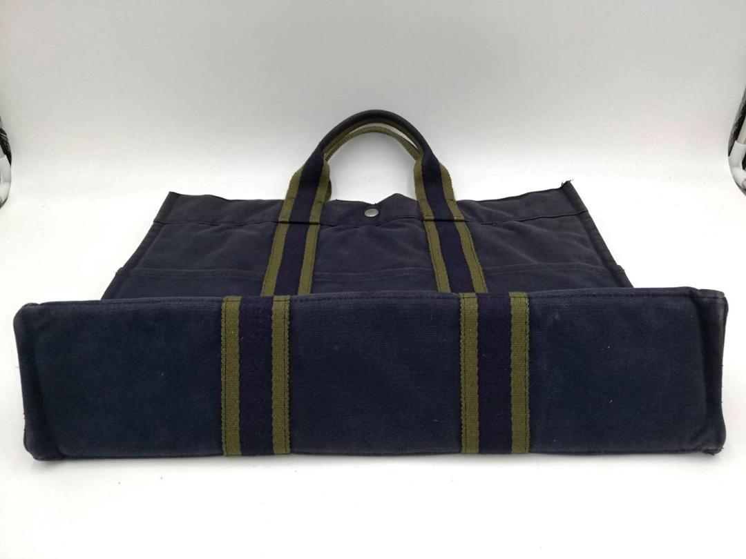 エルメス フールトゥ ネイビー キャンバス ハンドバッグ