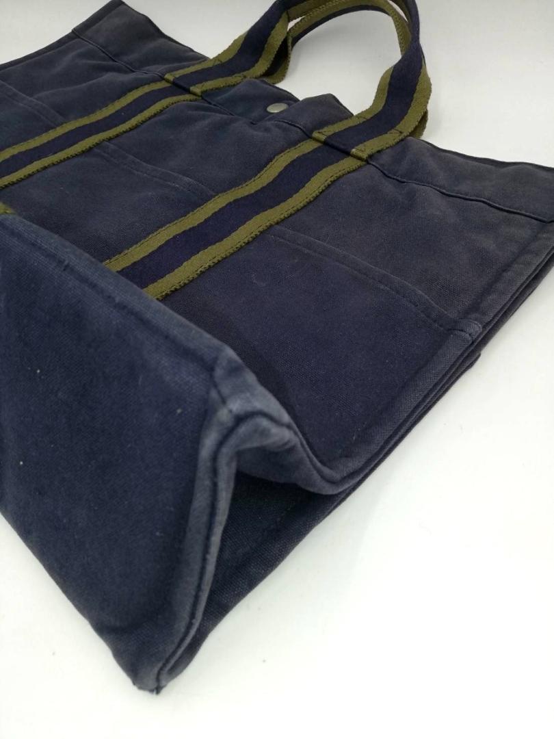 エルメス フールトゥ ネイビー キャンバス ハンドバッグ