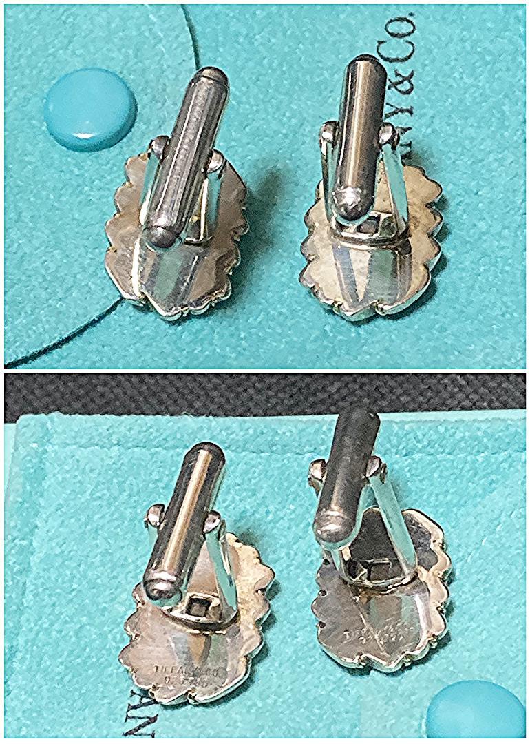 美品 ティファニー コンビ カフス ツイスト ストライプ 925 YG750
