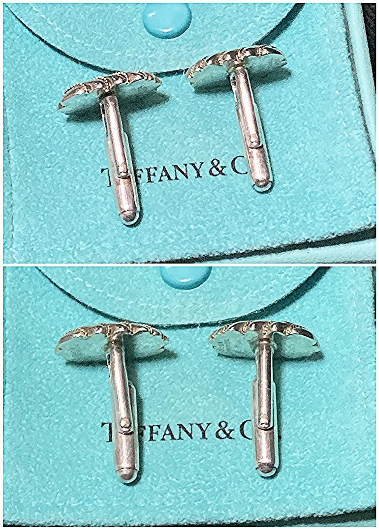 美品 ティファニー コンビ カフス ツイスト ストライプ 925 YG750
