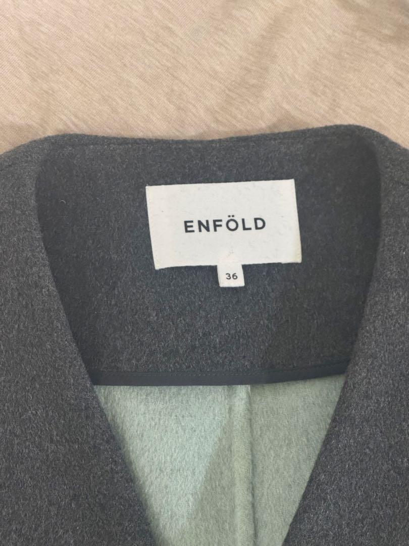 ENFOLD ウールリバーコート　チャコールグレー　36