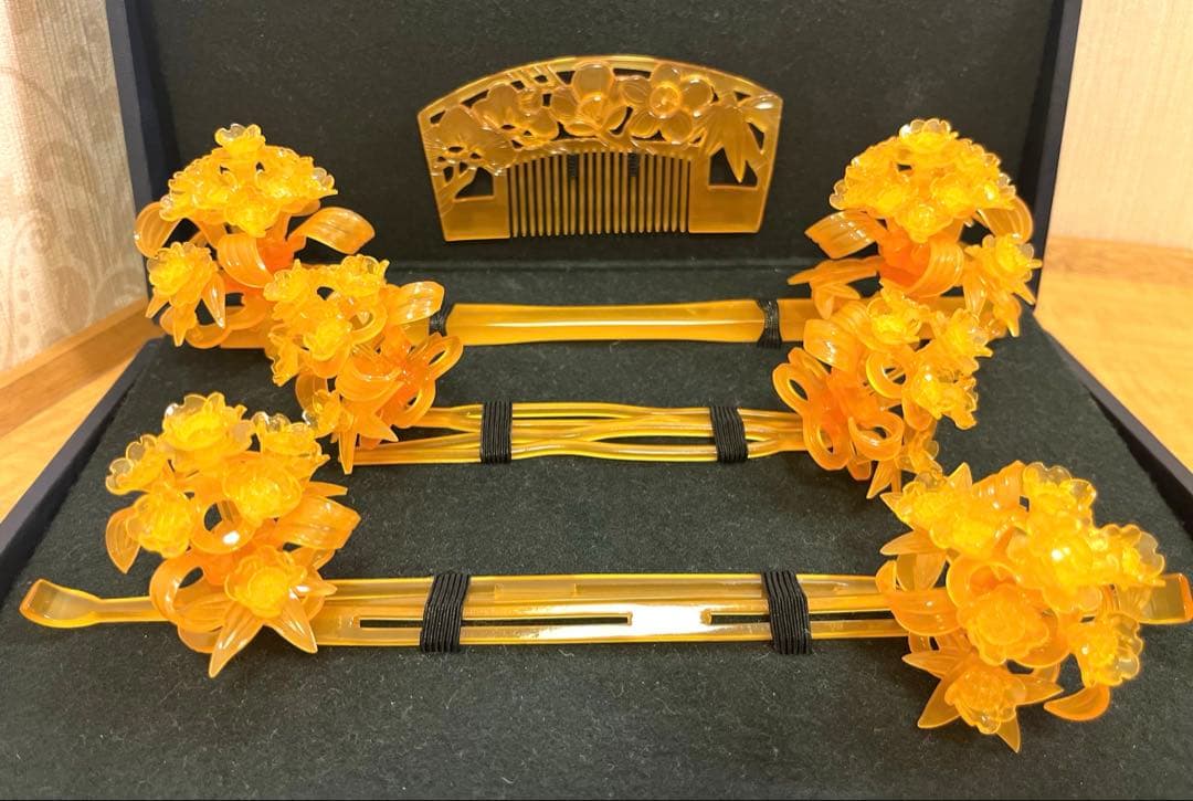 和装かんざし 松竹梅 フルセット櫛 前挿し 後挿し 中挿し5点セット き目立った傷や汚れなし