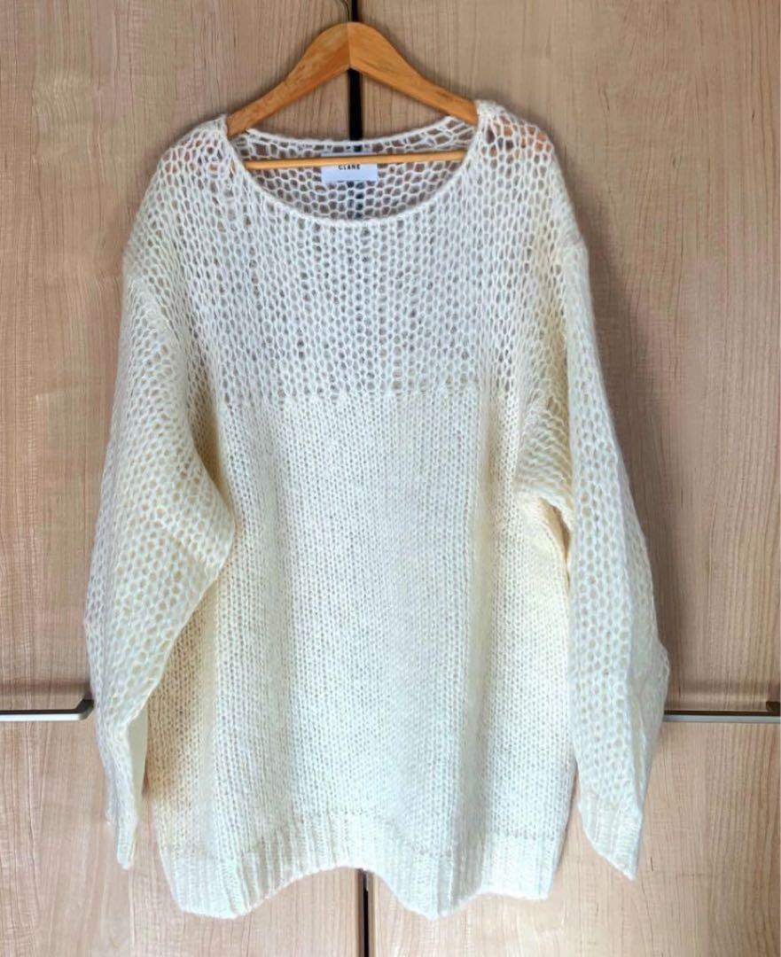 CLANE HALF SHEER LOOSE MOHAIR KNIT TOPS