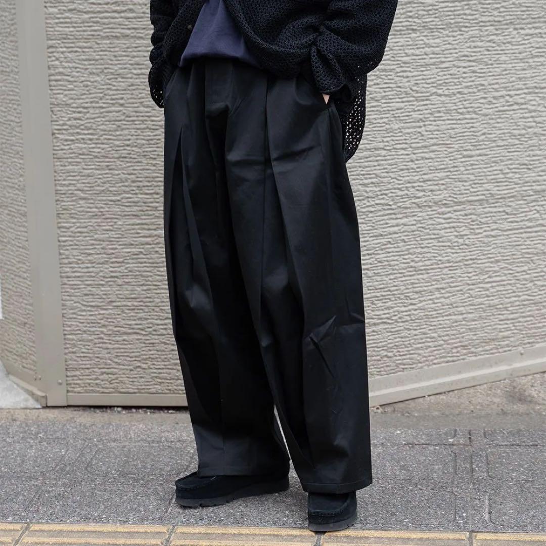 スラックス sage nation BOX PLEAT TROUSER NAVY SM