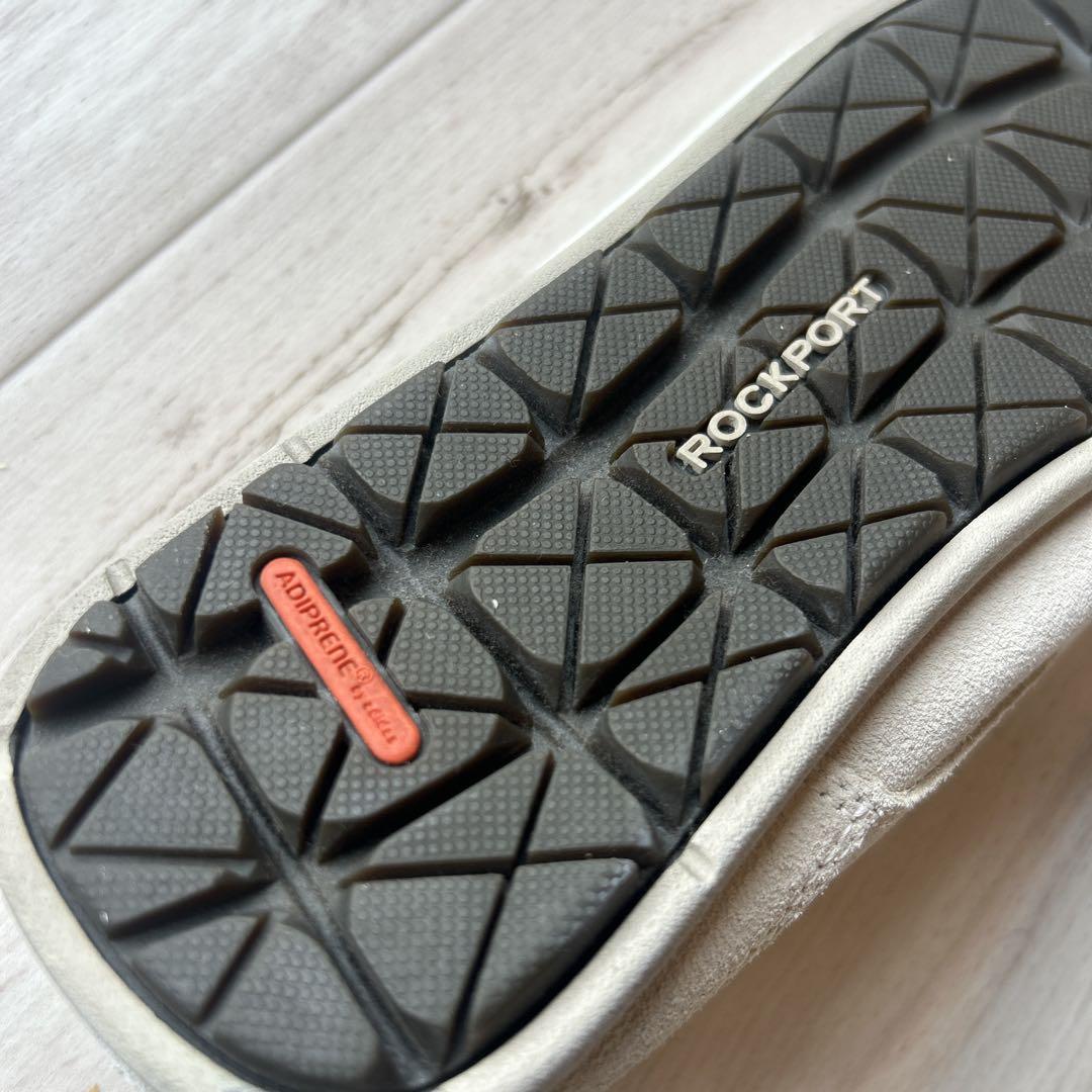 ROCKPORT 白のバックスキンモカ　25.5cm