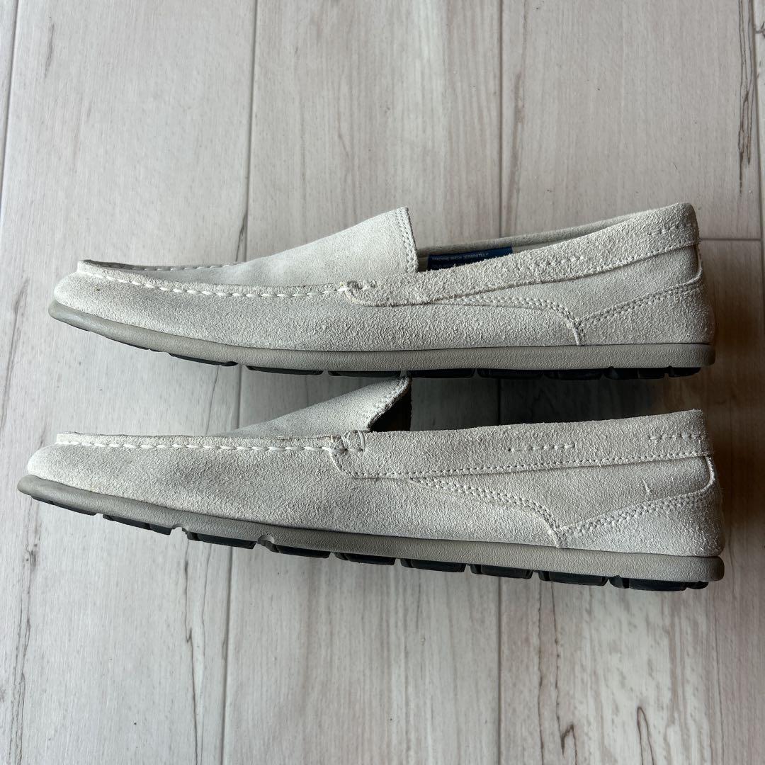 ROCKPORT 白のバックスキンモカ　25.5cm