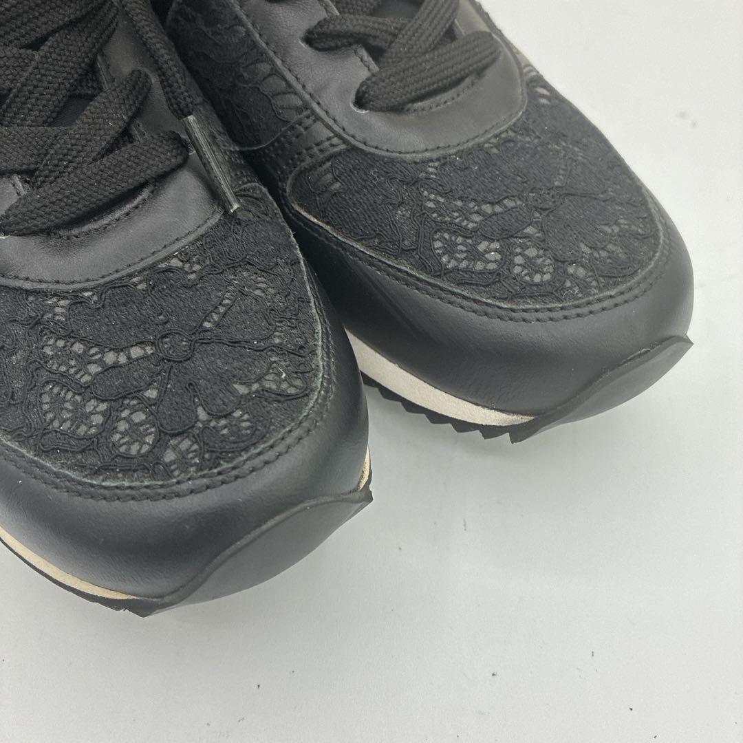 【美品】ドルチェアンドガッバーナ レザースニーカー 37 花柄 レース ブラック 【美品】ドルチェアンドガッバーナ レザースニーカー 37 花柄 レース ブラック