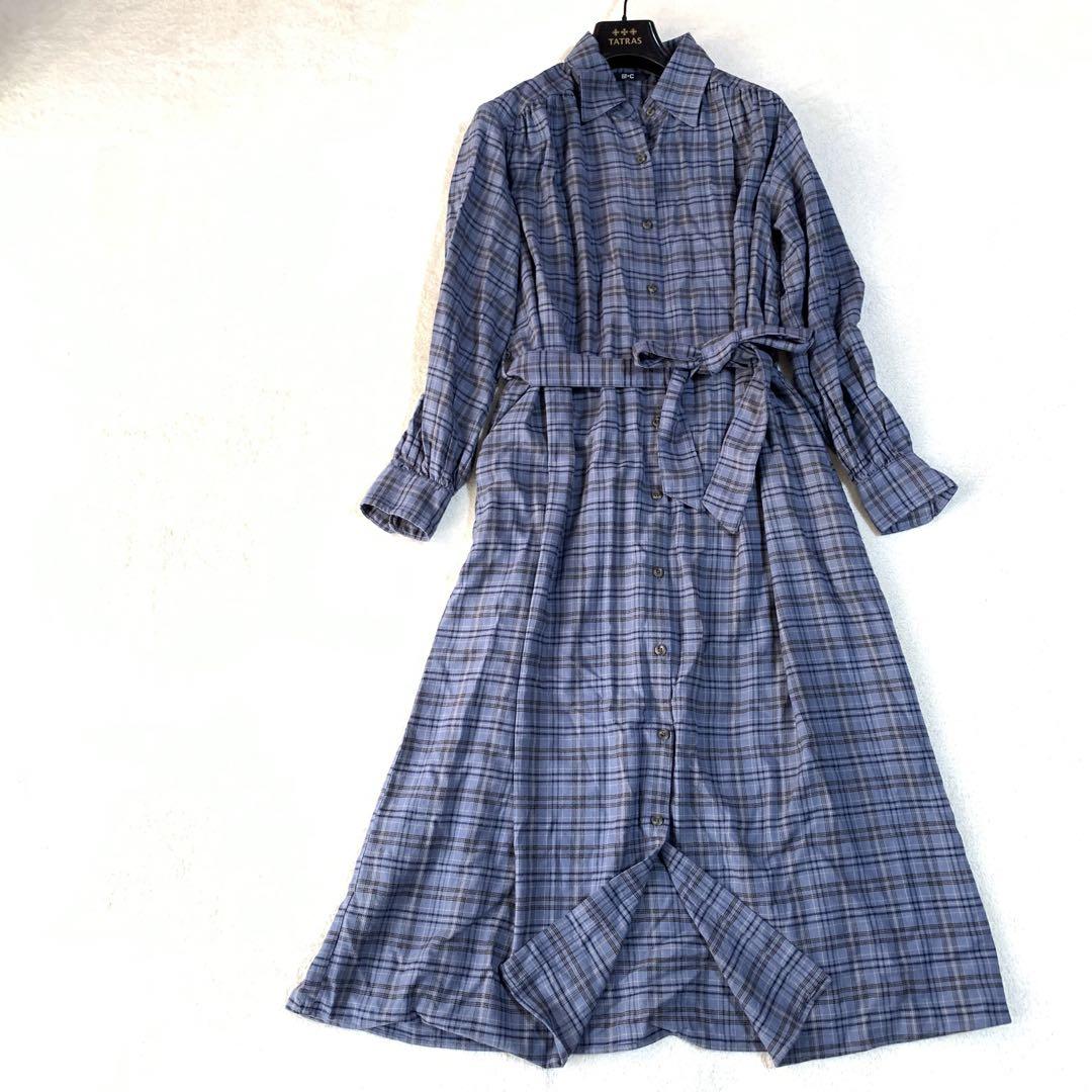 新品並✨ユニクロ ベルテッドシャツワンピース チェック 長袖