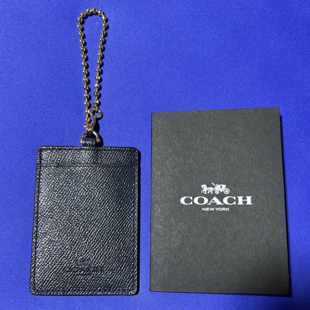 COACH コーチ　レザー　パスケース カード IDケース ネイビー