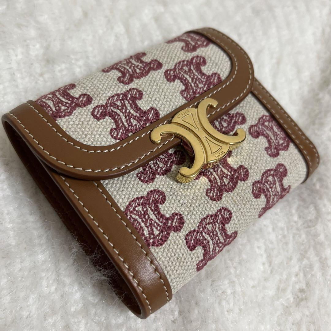 CELINE スモール トリオンフ 財布 - テキスタイル&カーフスキン celine テキスタイル&カーフスキントリオンフスモールウォレット