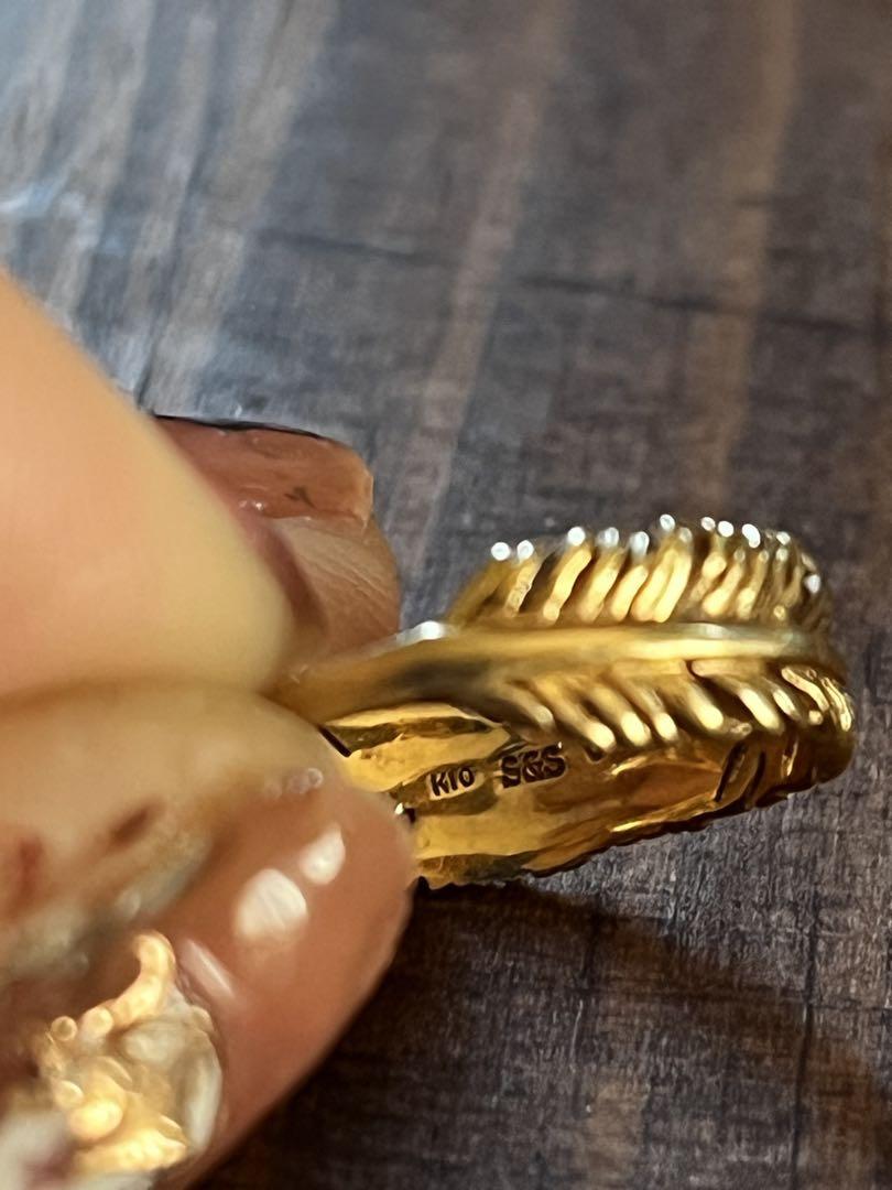 ホットなアイテム、ホットな節約 羽根モチーフ*K10*ダイヤモンド*S＆Sリング 指輪 アクセサリー