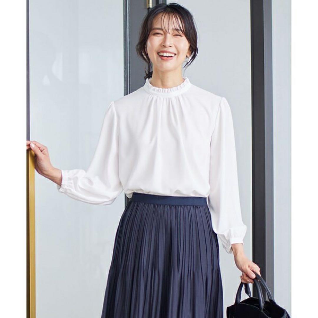 公式通販サイトセール 2023年度 23区 【洗える】ジョーゼット フリル ブラウス サイズ シャツ+ブラウス(長袖+七分)