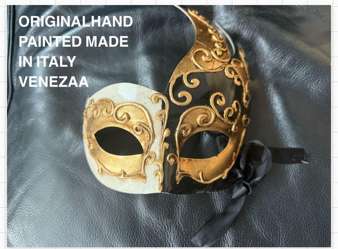✳️希少ハンドメイド　イタリアヴェネチア製　マスク 黒金　❤️送料無料　現地購入