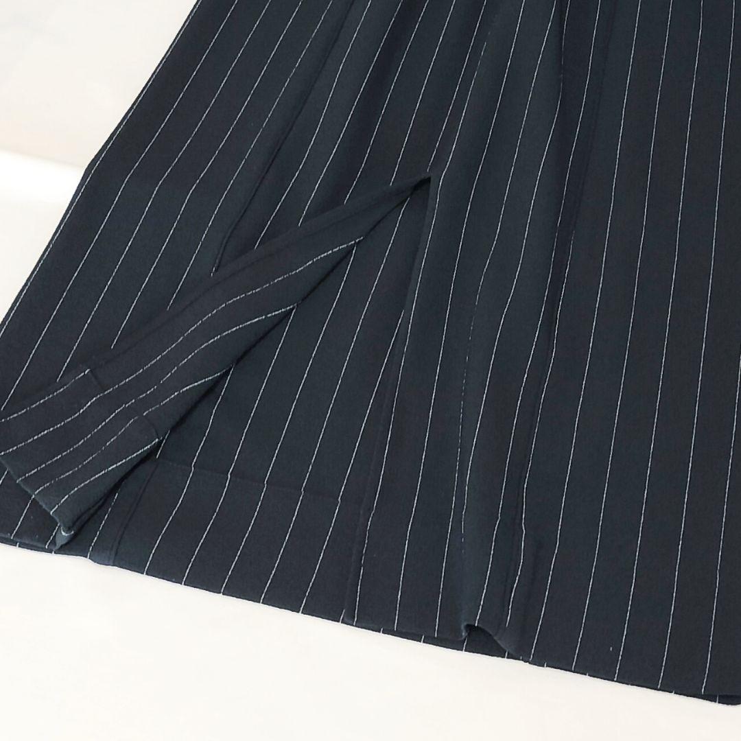 美品 GANNI ピンストライプ ストレッチ ナロースカート 黒 36