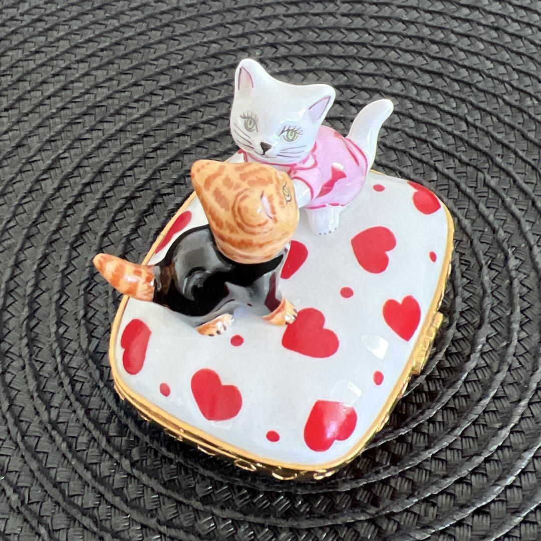 リモージュボックス 猫　ハート　小箱 ピルケース