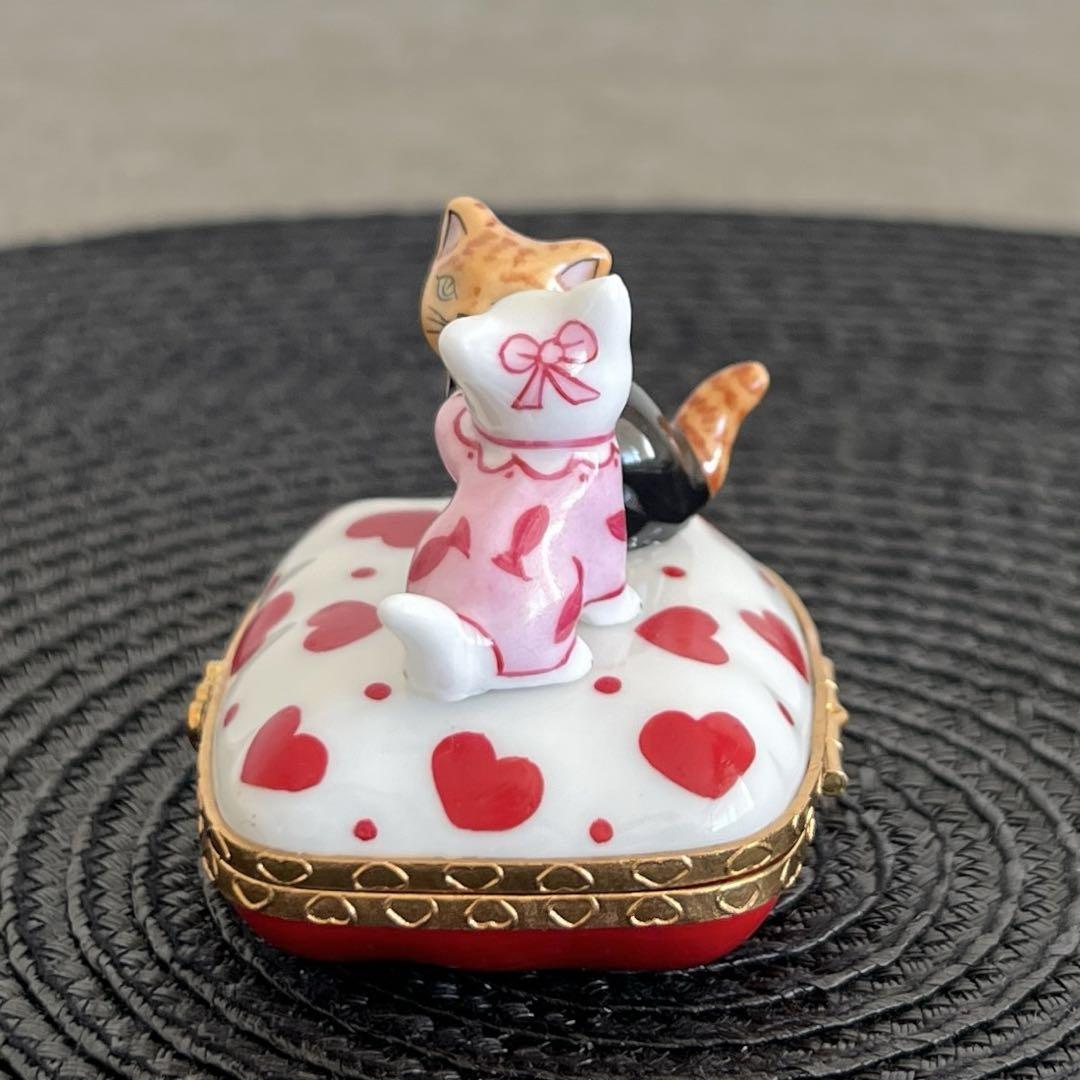 リモージュボックス 猫　ハート　小箱 ピルケース