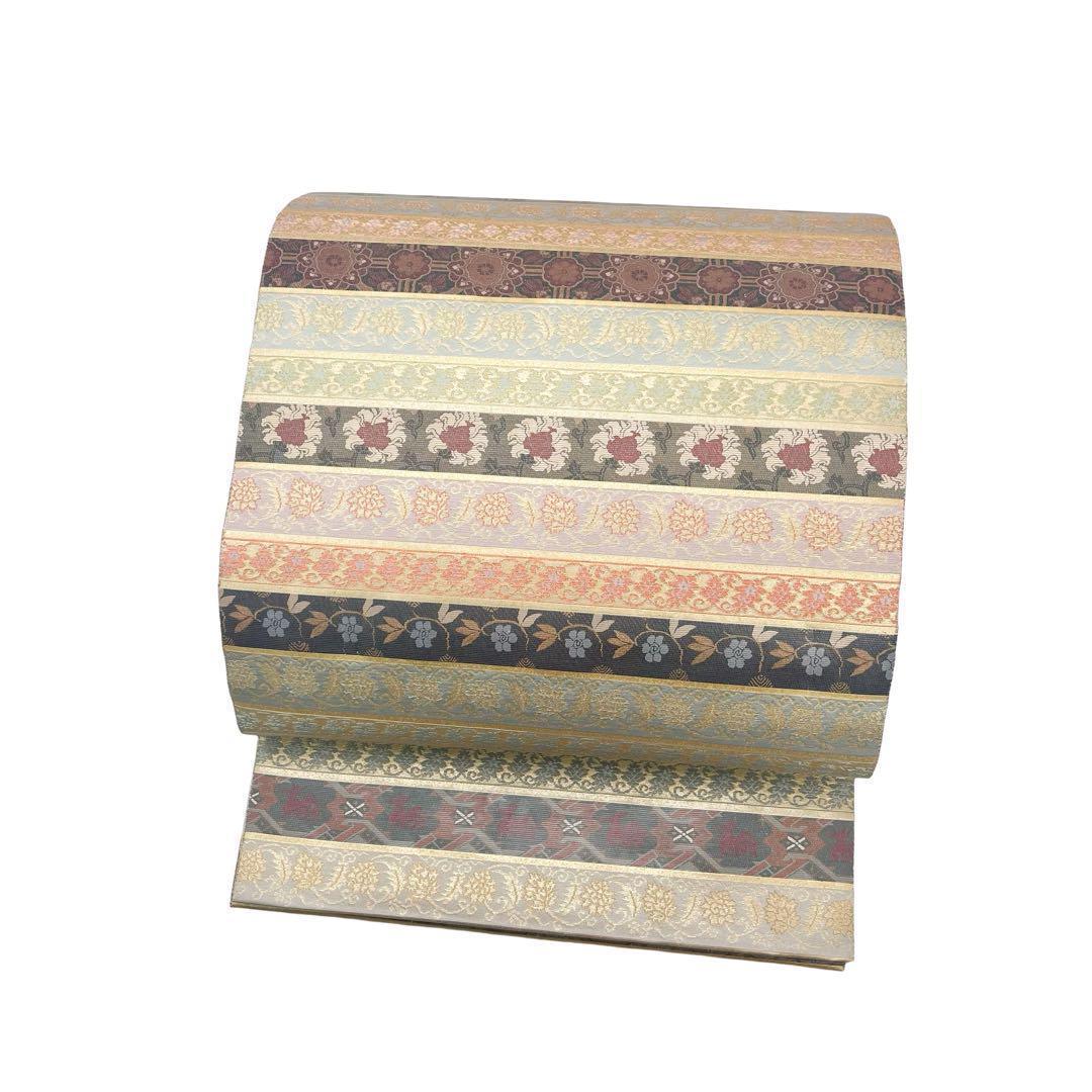 袋帯 横段模様 花模様 花唐草 有栖川 O-4747 袋帯 横段模様 花模様 花唐草 有栖川 O-4747