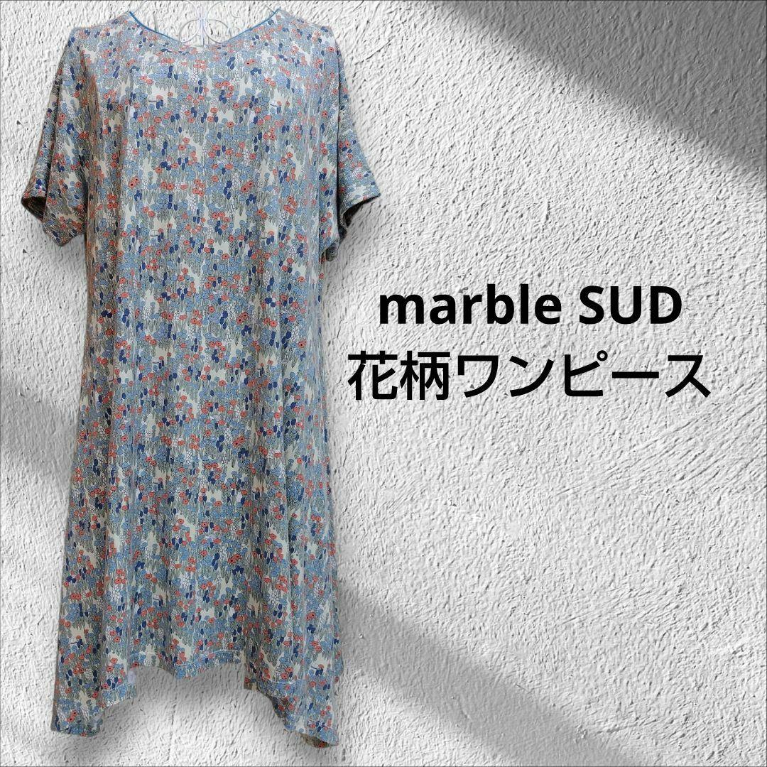 marble SUD 花柄レトロ 半袖ひざ丈ワンピース