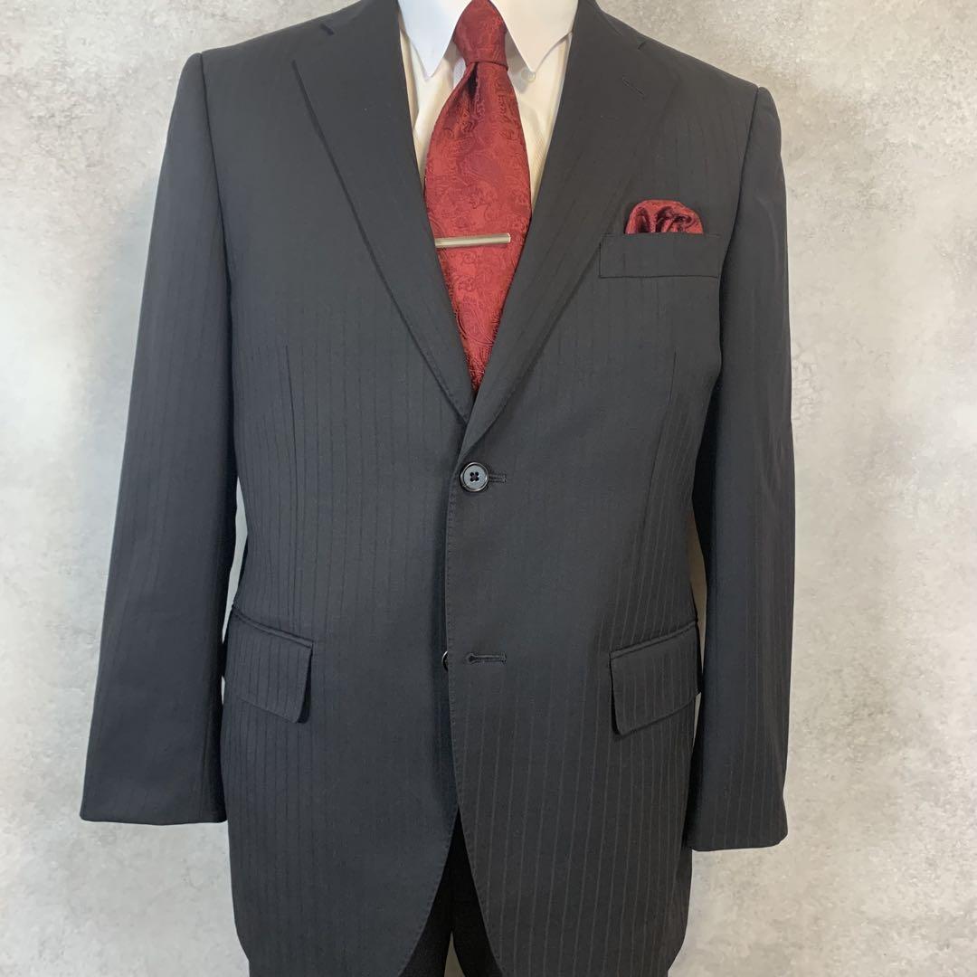 marie claier homme ダークグレー　ストライプ柄　スーツ　AB5