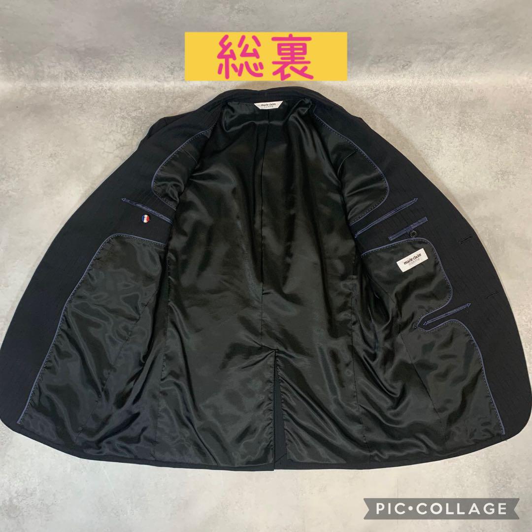 marie claier homme ダークグレー　ストライプ柄　スーツ　AB5