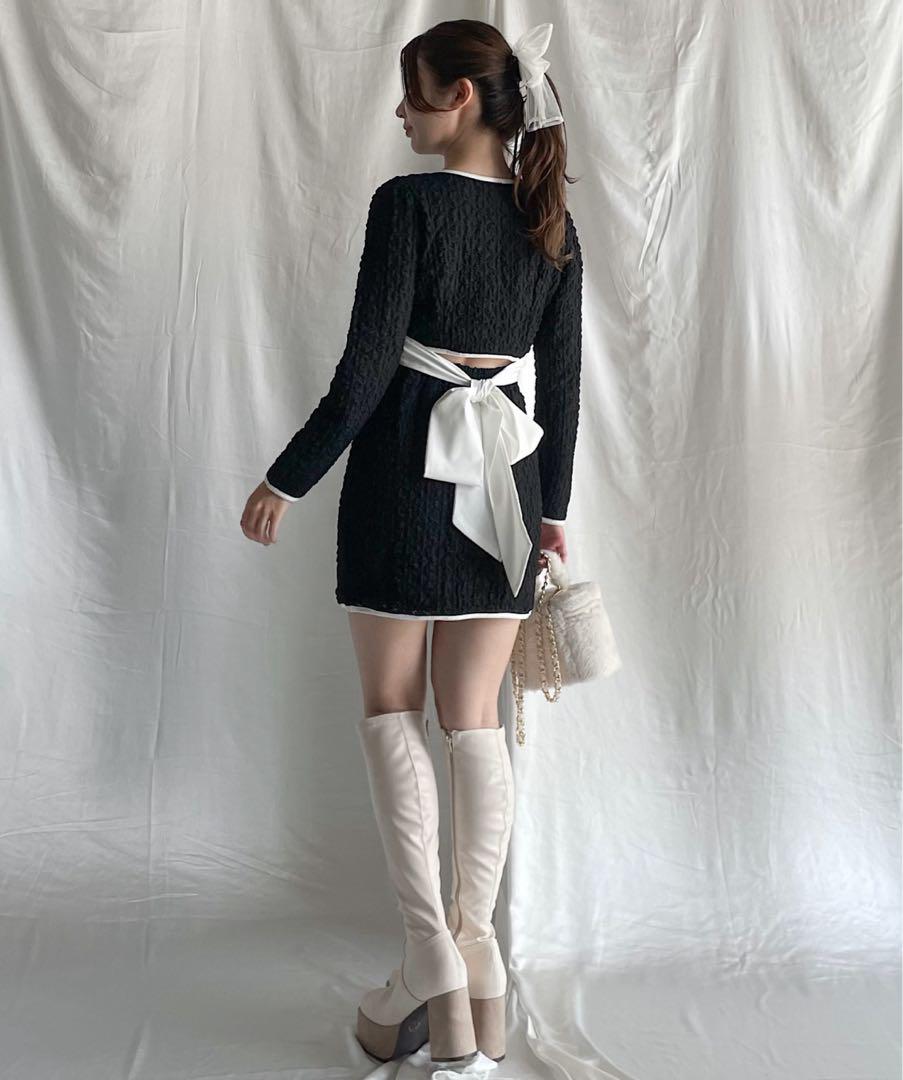 NOMAE バックオープンリボンミニワンピース