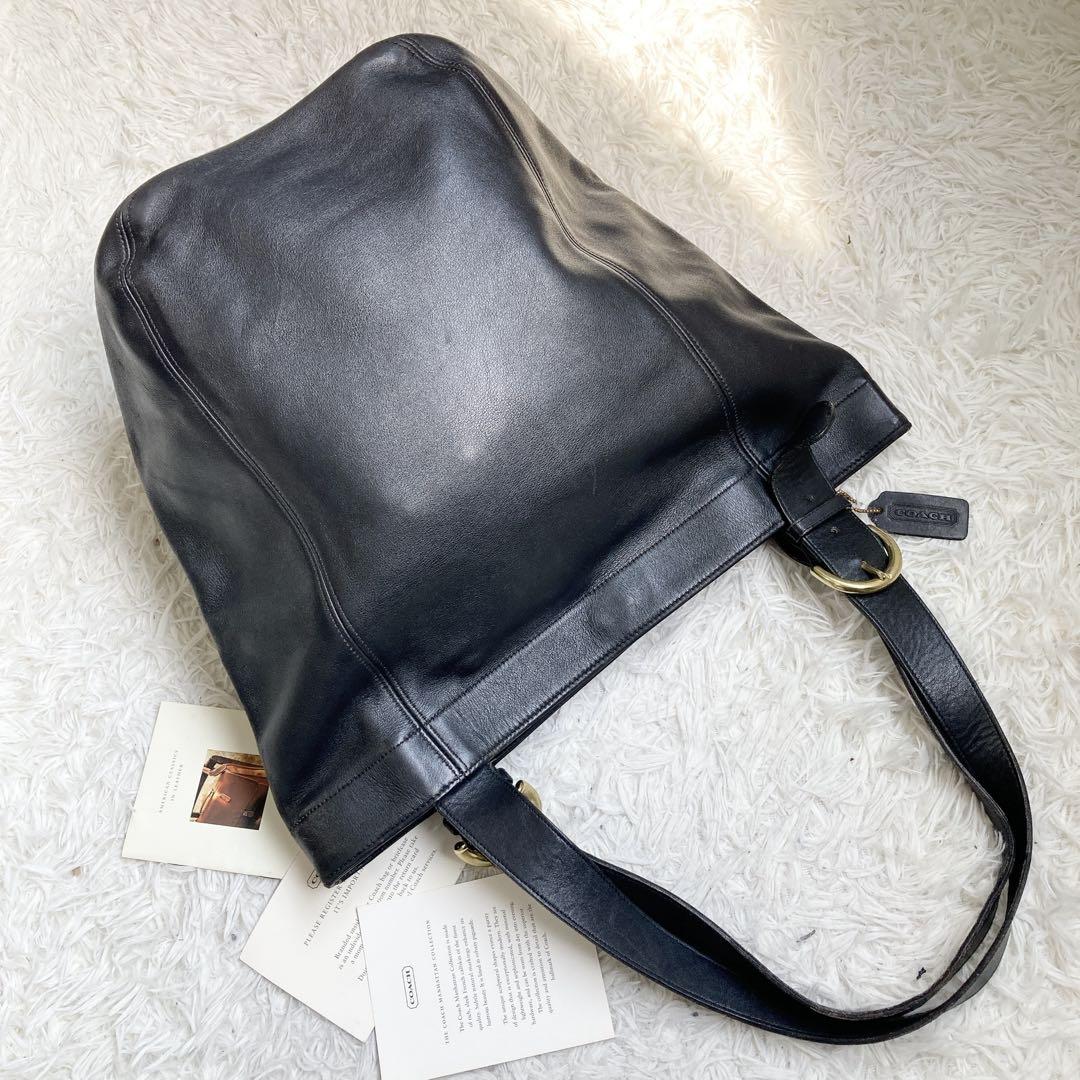 美品 黒 vintage coach old トート 特大サイズ